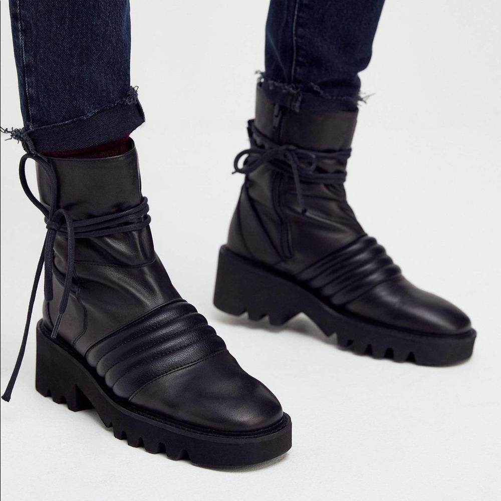 Free People Tori Leather Padded Moto Boot - Picture 2 of 7